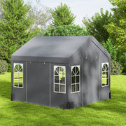 3x3m Garden Party Gazebo with Weatherproof Shelter and Zipped Doors for Outdoor Gatherings, Grey Outsunny