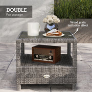 Grey 2 Seater Rattan Chaise Lounge Sofa Set With Cushions for Garden Patio by Outsunny