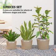 Seagrass Planter Set of 3 for Indoor or Outdoor Plants with Moisture Liners Natural AOSOM