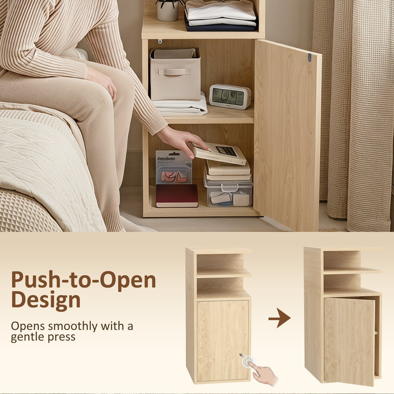 Slim Bedside Tables Set of 2 with Storage for Small Bedrooms