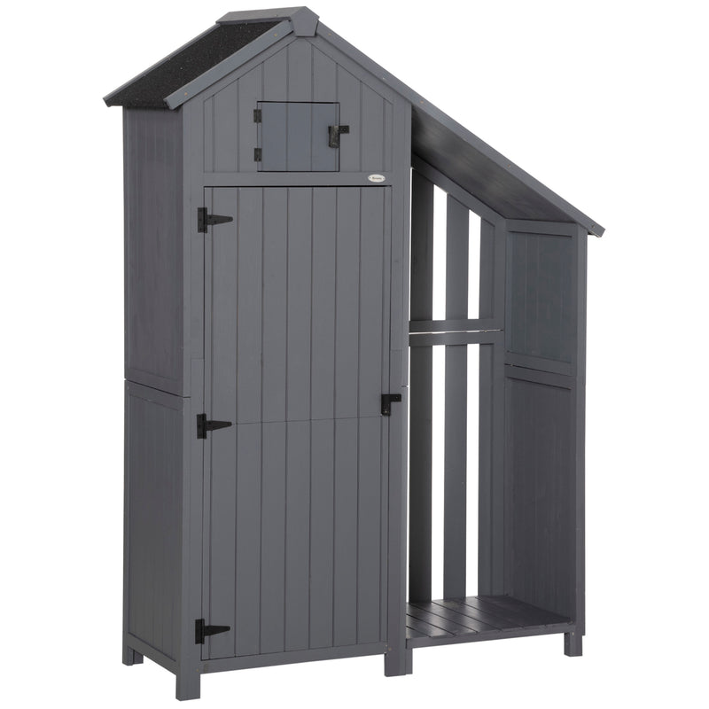 Grey Garden Storage Shed with Shelves and Tilt Roof Ideal for Tools and Outdoor Gear