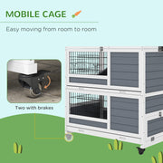 Double Deck Indoor Guinea Pig Cage With Trays Ramps and Open Top for Easy Access Grey