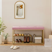 Shoe Storage Bench with Padded Seat for Hallway Organisation Pink AOSOM