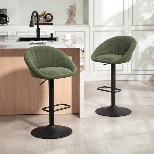 Set of 2 Dark Green Padded Tub Bar Stools with Backrest Ideal for Kitchen or Home Bar