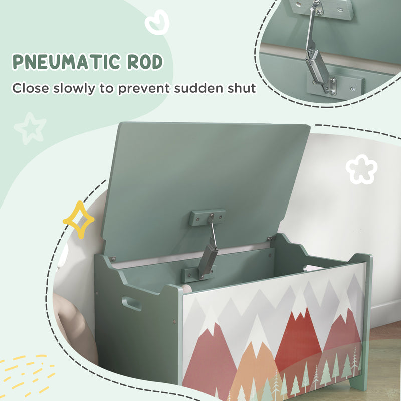 Kids Bedroom Furniture Set with Bed Toy Chest and Dressing Table for Ages 3 to 6 Green AOSOM