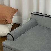 Dog Sofa with Wooden Legs and Water Resistant Cover for Medium and Large Dogs Grey