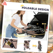 Dog Stroller for Small Dogs with Foldable Frame and Mesh Canopy for Easy Walks Coffee Pawhut