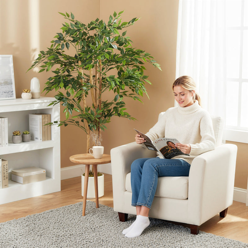 150cm Artificial Ficus Tree with Realistic Wood Trunk for Indoor Decoration Green