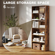 6 Tier Wooden Bookcase With Open Shelves For Living Room Or Office Rustic Brown AOSOM