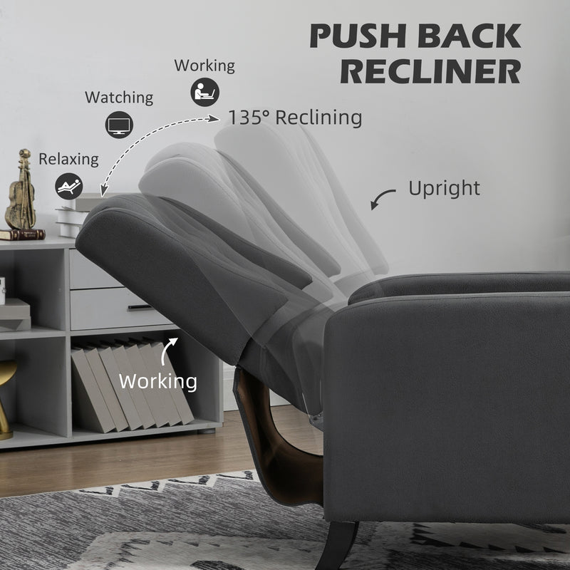 Wingback Recliner Armchair with Leg Rest for Home Theatre Comfort Deep Grey