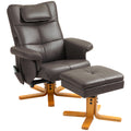 Massage Recliner Chair and Storage Footstool Set for Relaxing and Organised Living Room Dark Brown