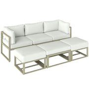 Garden Sofa Set with Daybed and Coffee Table for Flexible Outdoor Lounging, Cream White & Rose Gold Outsunny