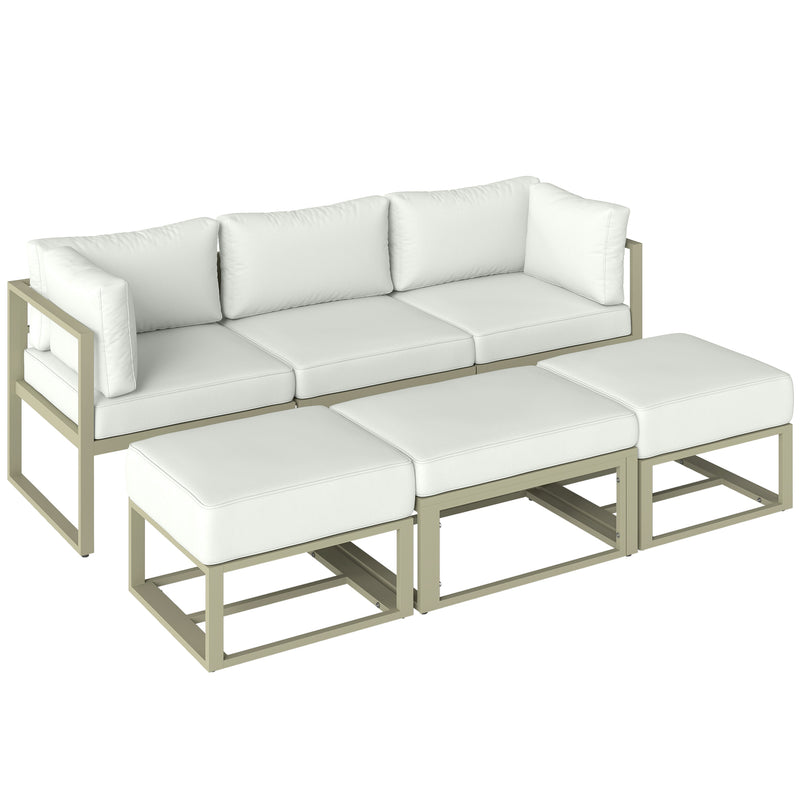 Garden Sofa Set with Daybed and Coffee Table for Flexible Outdoor Lounging, Cream White & Rose Gold Outsunny