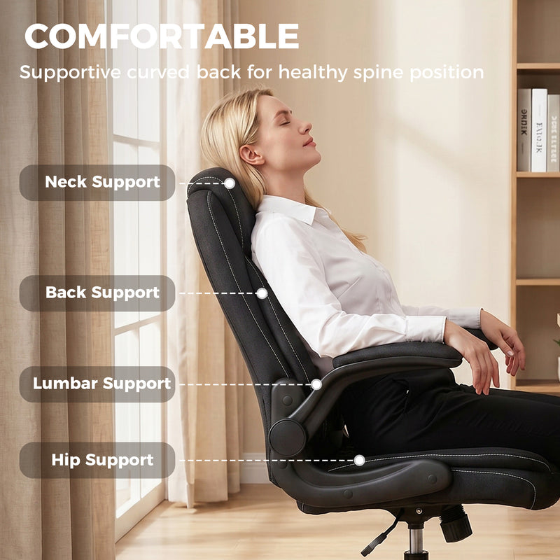 Office Chair with Flip Up Armrests for Space Saving Home Office Comfort
