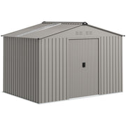 9x6 Metal Garden Storage Shed With Foundation Kit and Vents for Outdoor Organisation, Grey