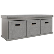Three Drawer Shoe Storage Bench With Padded Seat Ideal For Hallway or Entryway Grey