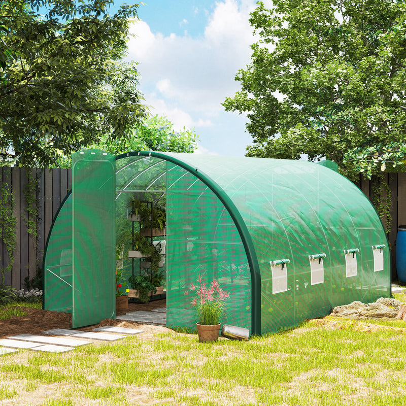 Large Polytunnel Greenhouse with Windows and Doors 4x3m by Outsunny