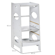 Grey Toddler Kitchen Step Stool With Adjustable Platform For Safe Independent Standing