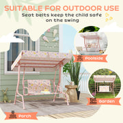 Kids Garden Swing Chair 2 Seater With Adjustable Canopy and Safety Belt Pink by AIYAPLAY