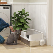 Stainless Steel Cat Litter Box with Detachable Rim Scoop and Odour Control by PawHut
