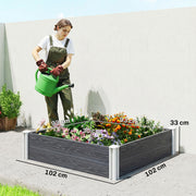 Raised Garden Bed for Easy Vegetable and Flower Growing with Open Bottom Drainage, Dark Grey Outsunny