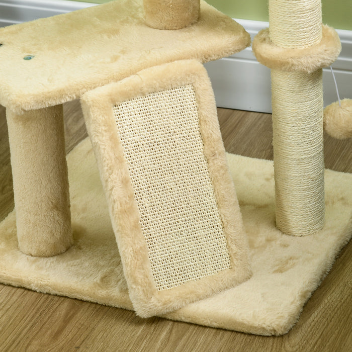 Multi Level Cat Tree with Scratching Post House and Bed for Indoor Cats Beige