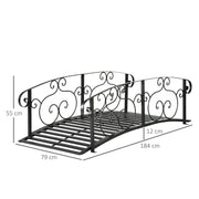 Outsunny 184cm Metal Arch Garden Garden Bridge, Safety Siderails, Arc Footbridge for Garden Creek, Stream, Pond, Black AOSOM