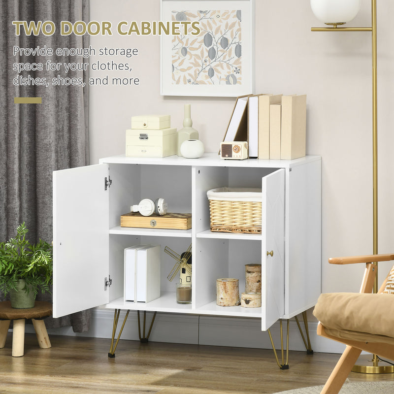 Slim Sideboard Storage Cabinet with Adjustable Shelves and Hairpin Legs for Hallway White