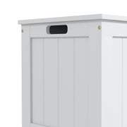 Wooden Toy Storage Chest With Safety Hinges and Cut Out Handles For Living Room, White