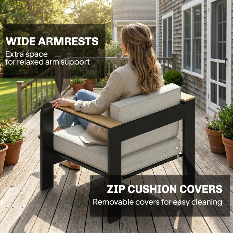 Modular Garden Sofa Set With Deep Cushions and Weatherproof Frames for Relaxing Outdoors Beige
