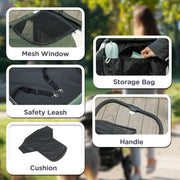 Dark Green Folding Pet Stroller for Large Dogs with Shock Absorb Frame and Safety Leashes by PawHut AOSOM
