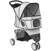 Dog Stroller for Small Pets with Easy Folding and Storage Basket Grey AOSOM
