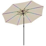 LED Garden Parasol with Adjustable UPF 50+ Shade and Solar Lighting for Day and Night Use Outsunny
