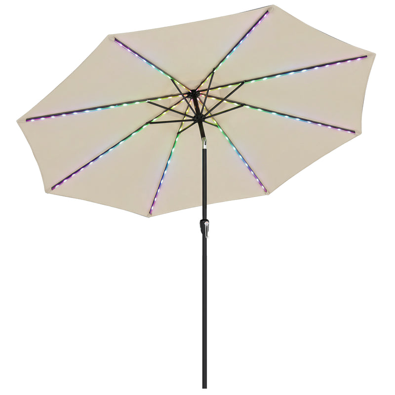 LED Garden Parasol with Adjustable UPF 50+ Shade and Solar Lighting for Day and Night Use Outsunny