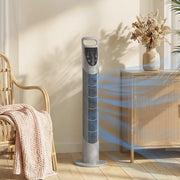 Tower Fan for Small Rooms with Quiet Operation and Remote Control Grey AOSOM