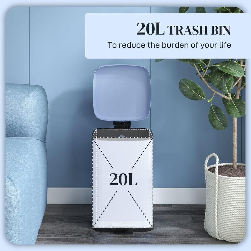 20L Metal Kitchen Bin with Soft Close Lid Ideal for Home or Office Use Light Blue