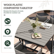 4 Seater Rattan Cube Garden Dining Set With Cushions and Wood Grain Table by Outsunny