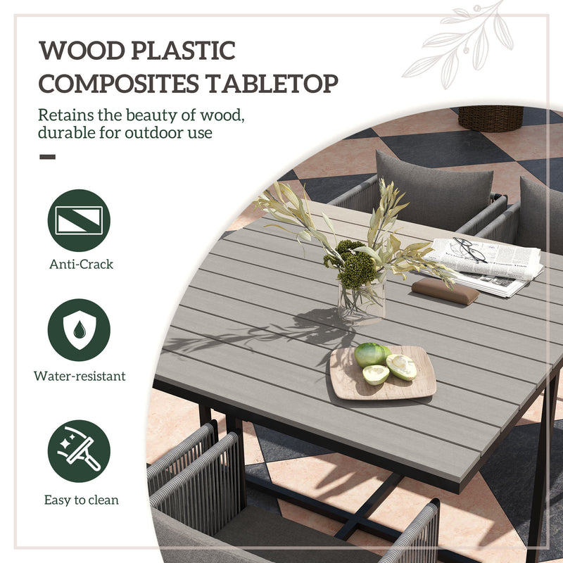 4 Seater Rattan Cube Garden Dining Set With Cushions and Wood Grain Table by Outsunny