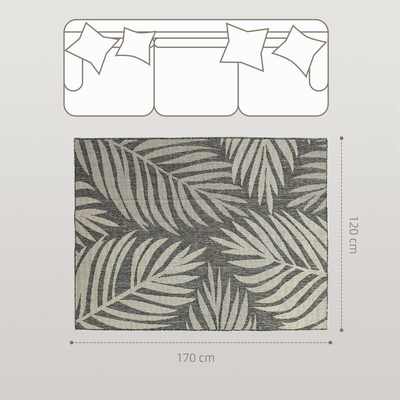 Machine Washable Indoor Outdoor Rug UV Resistant for Patio Garden or Kitchen, Grey