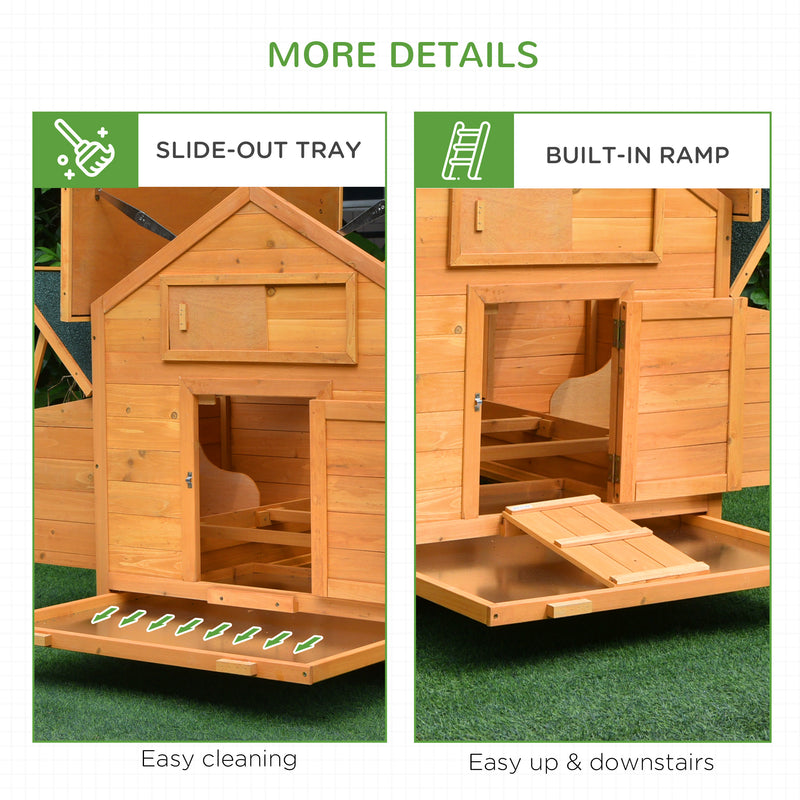 Yellow Wooden Chicken Coop and Run Set for 4 to 8 Hens with Nesting Box and Tray by Outsunny AOSOM