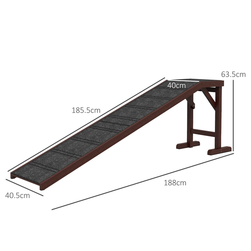 Non Slip Pet Ramp for Dogs and Cats With Carpeted Surface for Easy Climbing Brown and Grey AOSOM