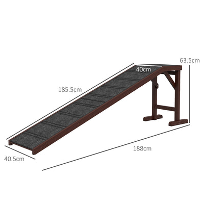 Non Slip Pet Ramp for Dogs and Cats With Carpeted Surface for Easy Climbing Brown and Grey AOSOM