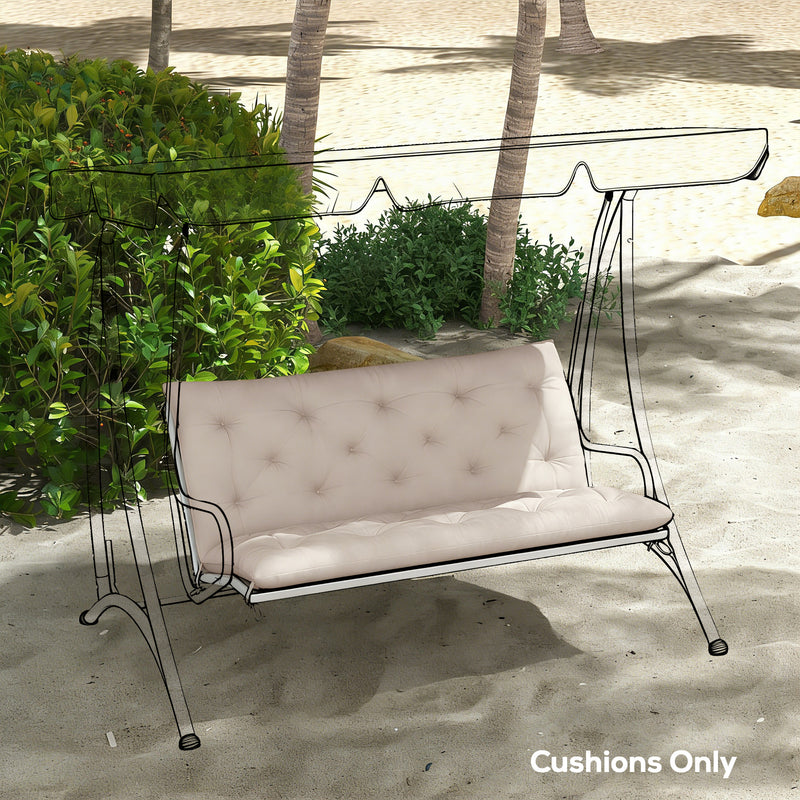Outdoor Bench Cushion for 2 Seater Benches and Swing Chairs Water Resistant Khaki AOSOM