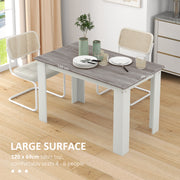 Dining Table for Small Spaces Seats 6 Easy Clean Surface Grey Wood Effect White AOSOM