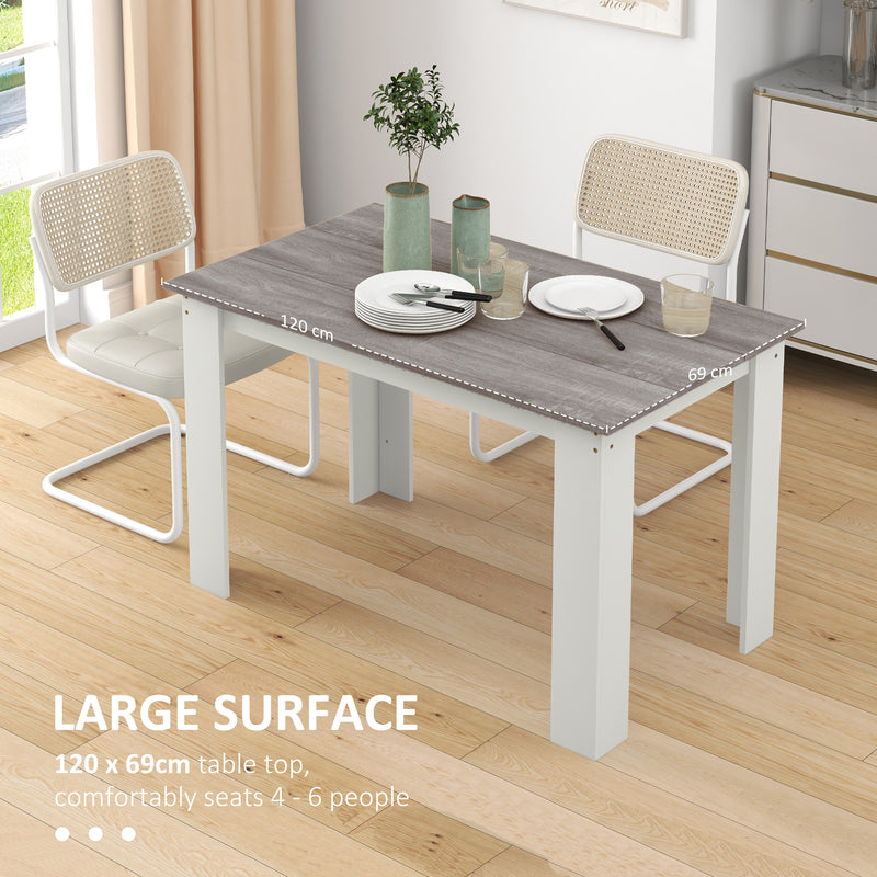 Dining Table for Small Spaces Seats 6 Easy Clean Surface Grey Wood Effect White AOSOM