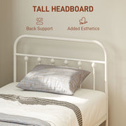 White Single Metal Bed Frame Minimalist Design Strong and Durable by HOMCOM