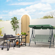 Black BBQ Grill Table with Stainless Steel Top for Outdoor Cooking and Entertaining