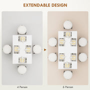 Extendable White High Gloss Dining Table Seats 4-6 Small Space Kitchen Table 120-160cm by HOMCOM