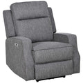 Electric Reclining Armchair with USB Charging Port and Padded Footrest Charcoal Grey
