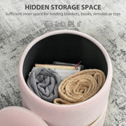 Velvet Storage Ottoman with Hidden Compartment for Bedroom or Living Room Pink AOSOM